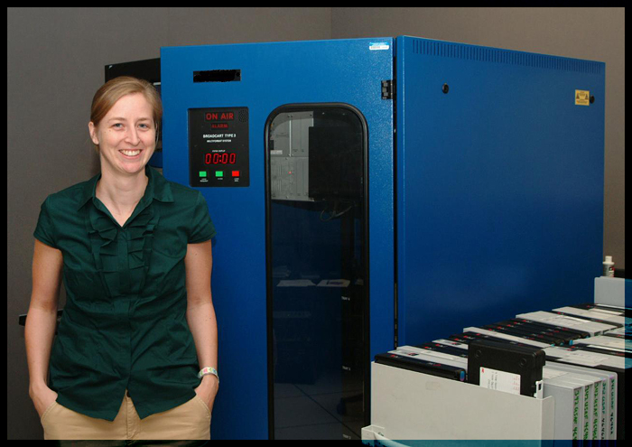 Courtney Egan in the Motion Picture Preservation Lab. Courtney Egan in the Motion Picture Preservation Lab.