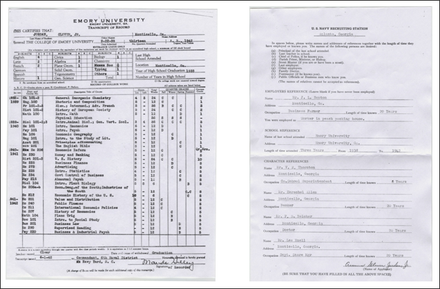 College transcript from Emory University and Employers and Character Reference College transcript from Emory University and Employers and Character Reference
