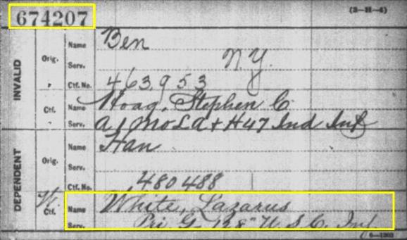 Laz White widow cert Numerical Pension Index card