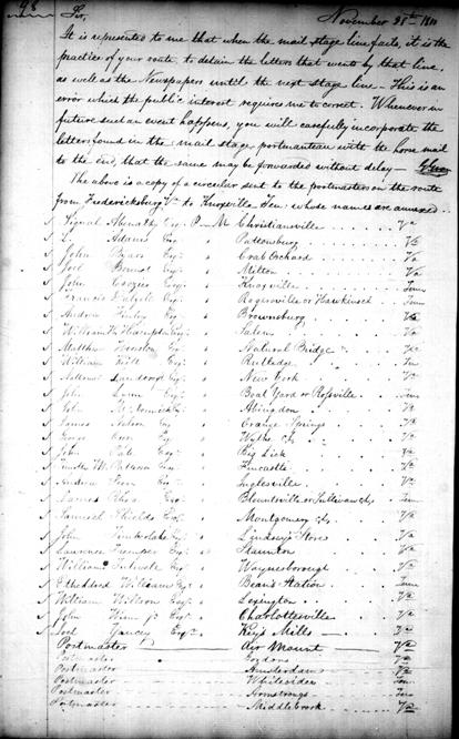 M601 roll 17 A 1811 Circular sent to local postmasters by the Postmaster General