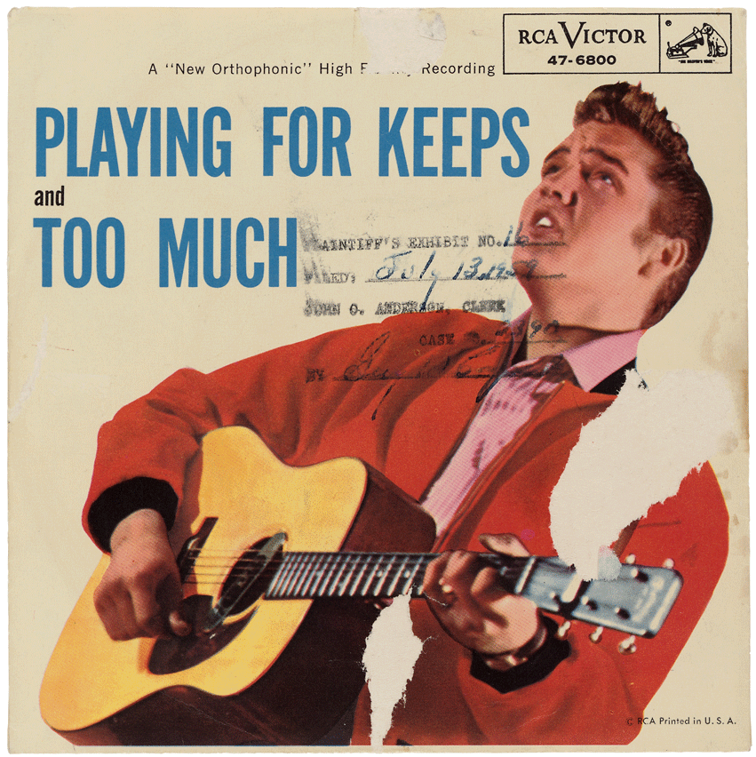 Record Jacket for the Release of Elvis Presley's "Too Much" and "Playing for Keeps"