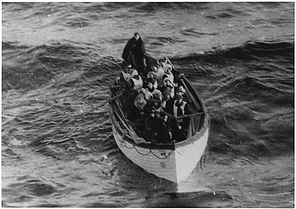 Photograph of a Lifeboat Carrying Titanic Survivors, 05/14/1912 Titanic Tagging Mission