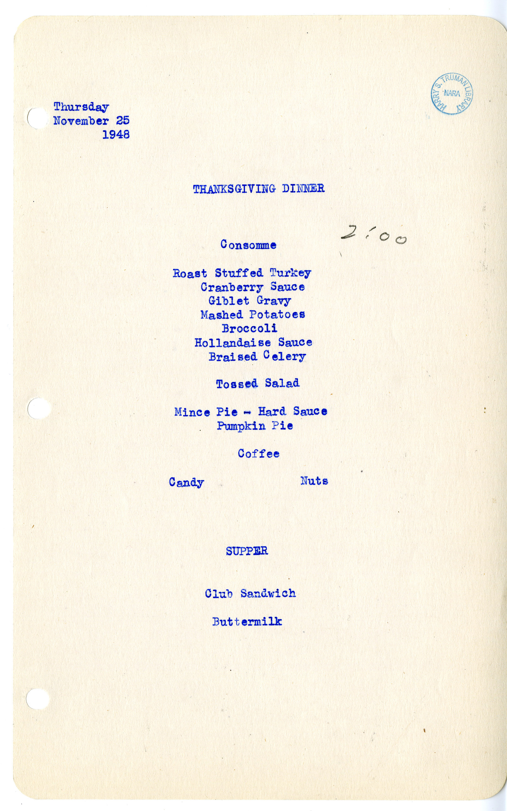 White House Menu, 11/25/1948 HST-BWT_3-6_157-01_a