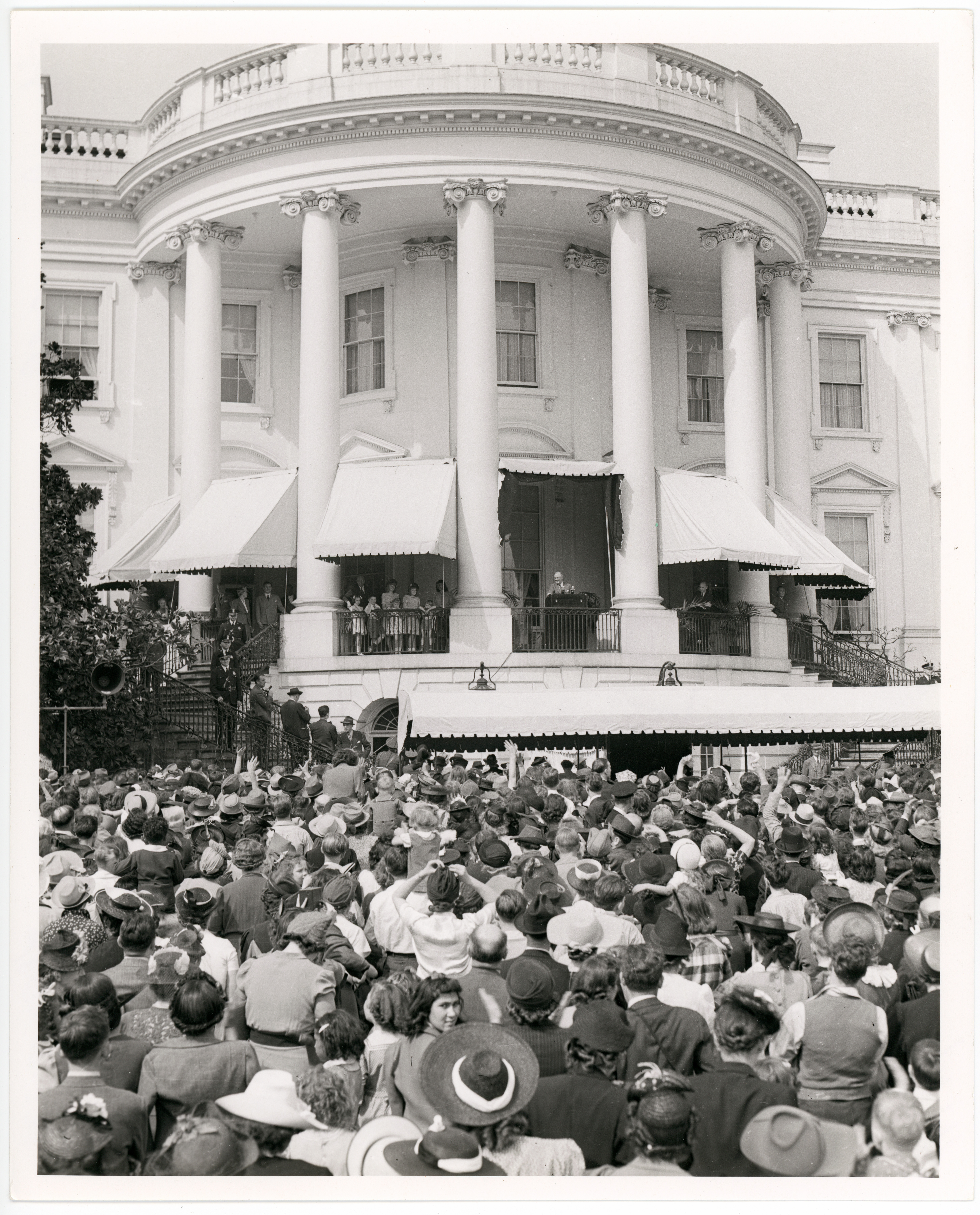 Franklin D. Roosevelt Addresses Crowd at the White House Easter Egg Roll, 4/14/1941. National Archives Identifier 17343446