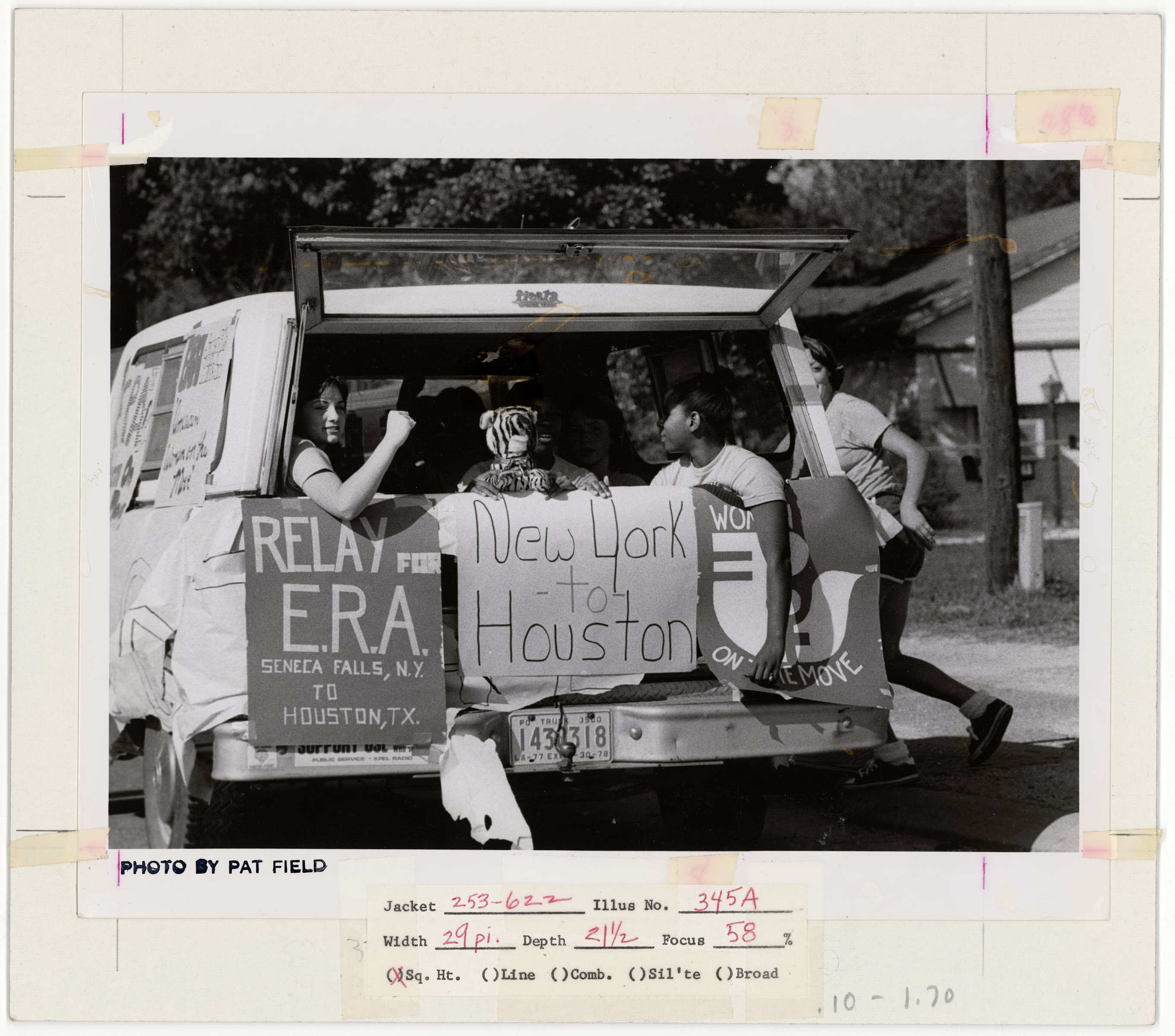 Photograph of Equal Rights Amendment (ERA) Posters on the Back of a Station Wagon, NARA ID 7452296