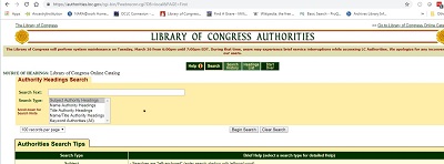 Library of Congress Authorities Page